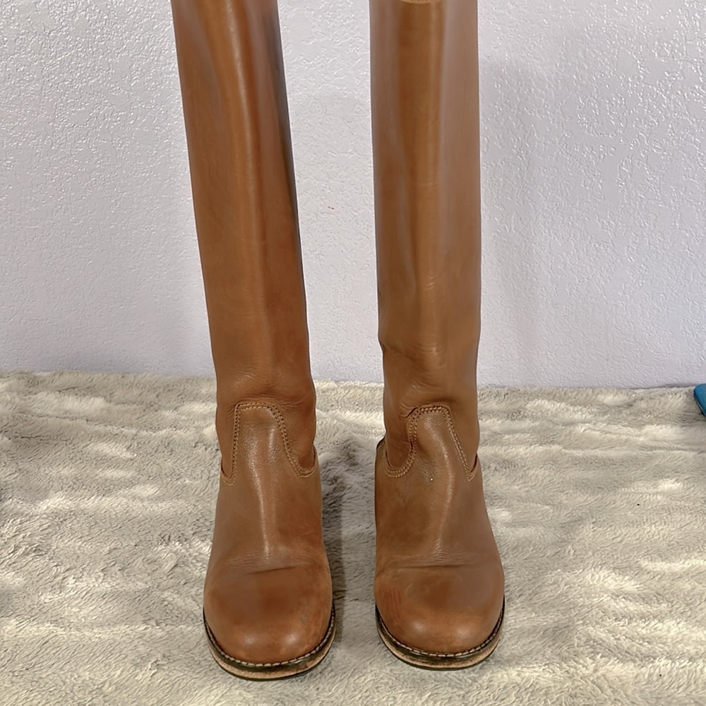 Pour La Victoire chestnut brown Tashi Tall Flat heeled Boots sz 6.5